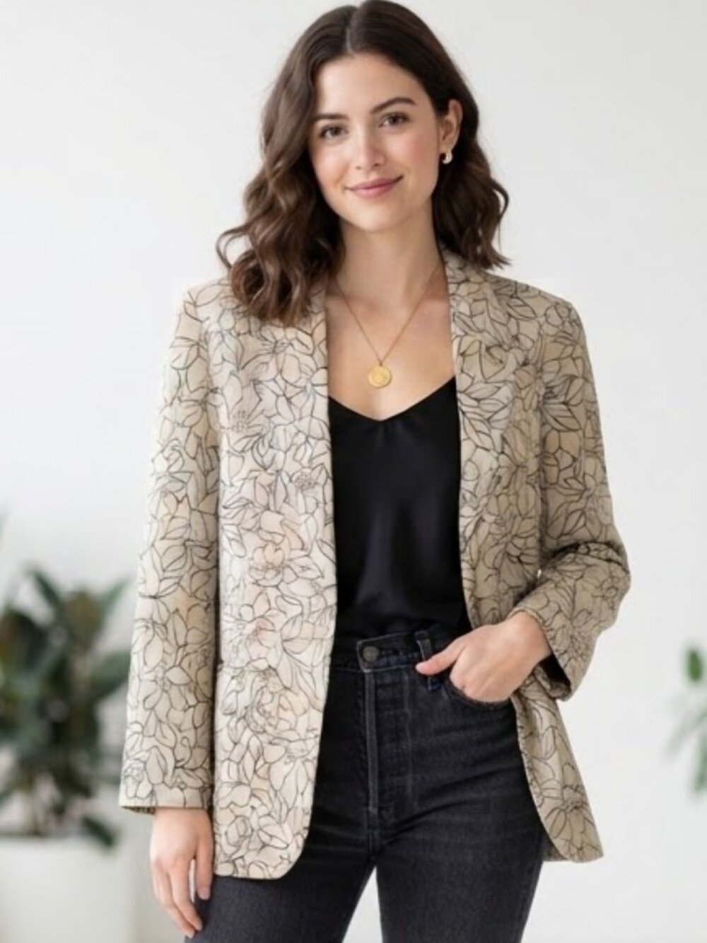 Vintage Pendleton Country Sophisticate Silk Blend Floral Blazer